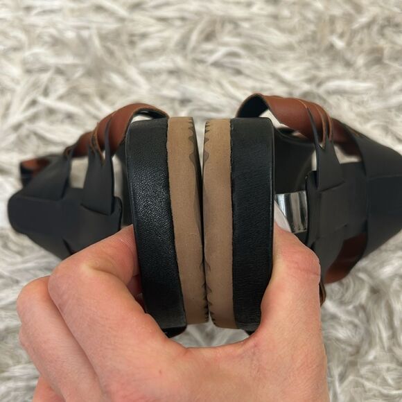 NWOB Ulla Johnson Alma Leather Twisted Contrast Sandals in Black/Cognac Sz 36/6 - Picture 8 of 12